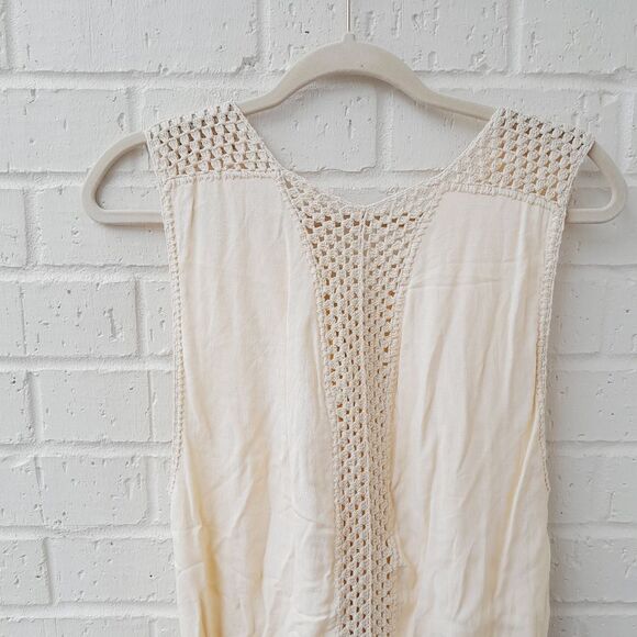 INDAH by Revolve Tunic Boho Look Dress w/ V-neck Crochet Trim Dress sz: S - Picture 7 of 12